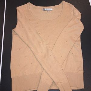 Beige sweater with gold beads